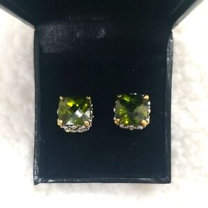 Green and Gold Gemstone Earrings with Vibrant Sparkle